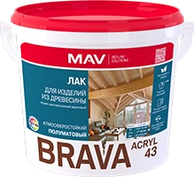 Лак BRAVA ACRYL 43 для изделий из древесины (ВД-АК-1043) п/мат DV 3л (2,7кг) - купить и заказать доставку от официального партнёра в России и странах ТС